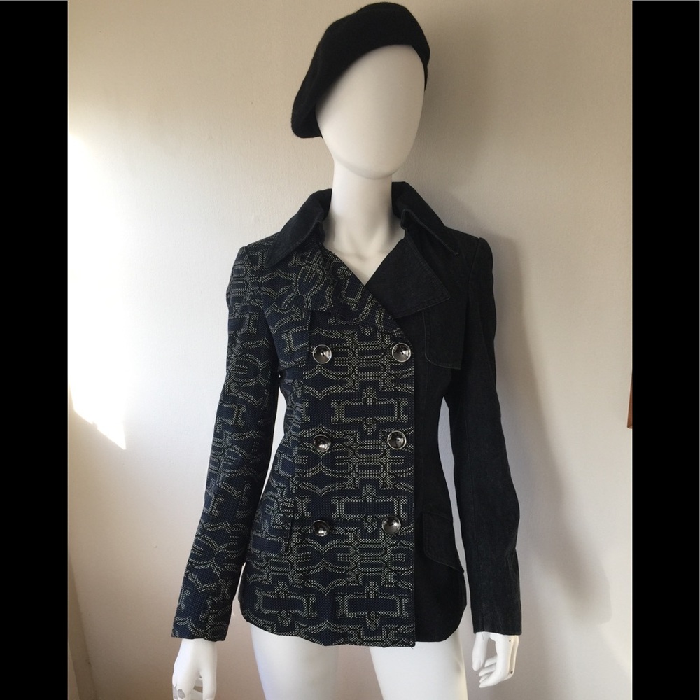 EUC Custo Barcelona denim/geometric pattern jacket